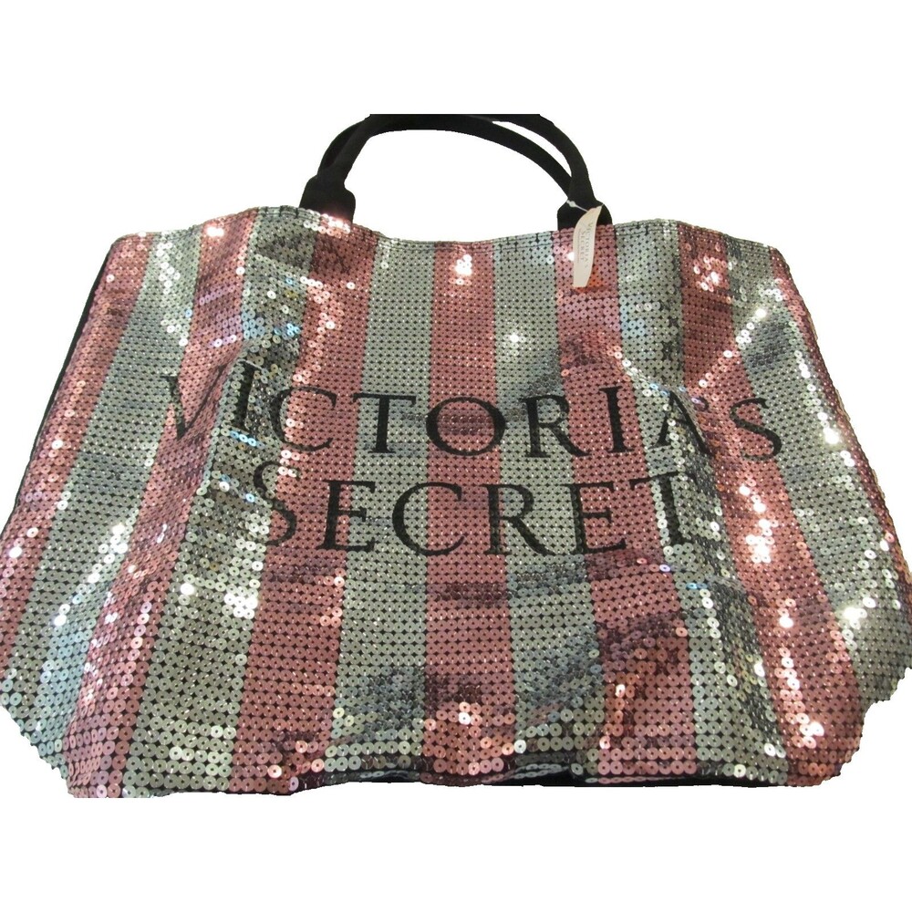2015 Victoria’s Secret Pink & Silver Sequin Tote Bag Large BLING Y2K Glam NWT